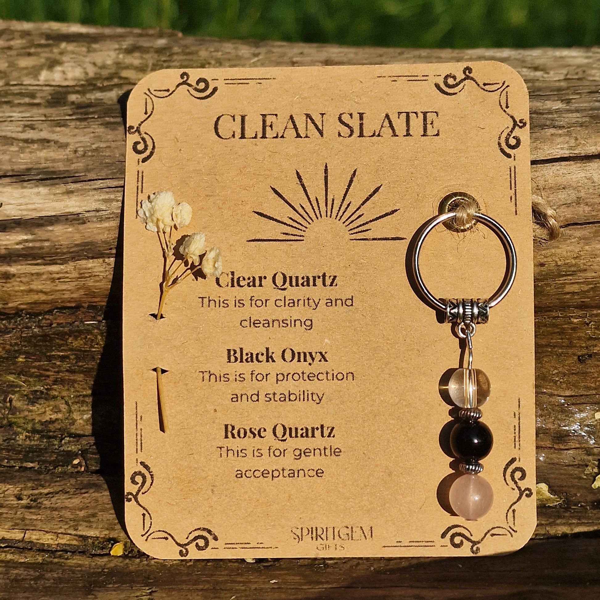Clean Slate Crystal Keyring Handmade Gift for Fresh Starts