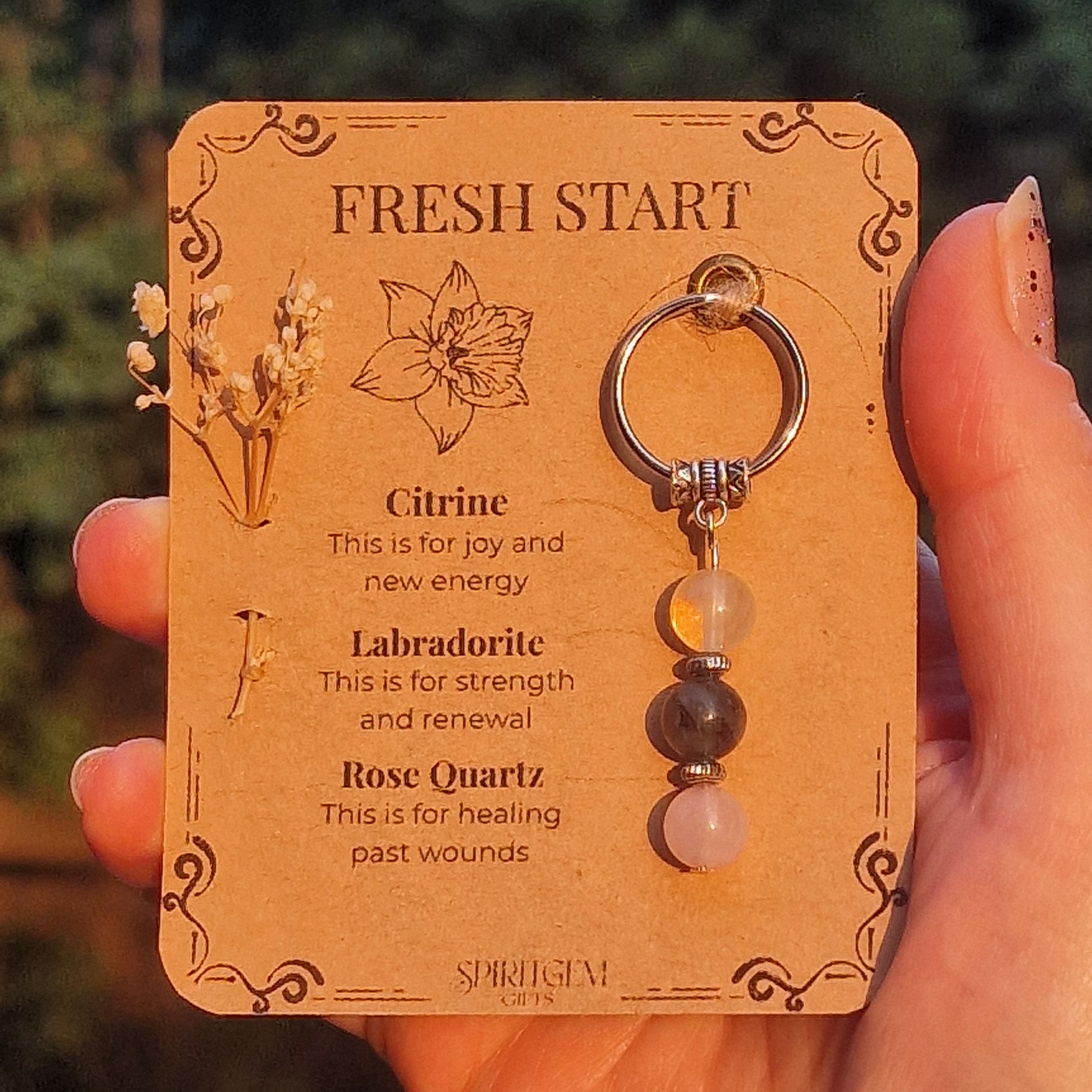 Fresh Start Crystal Keyring Handmade Gift for New Opportunities