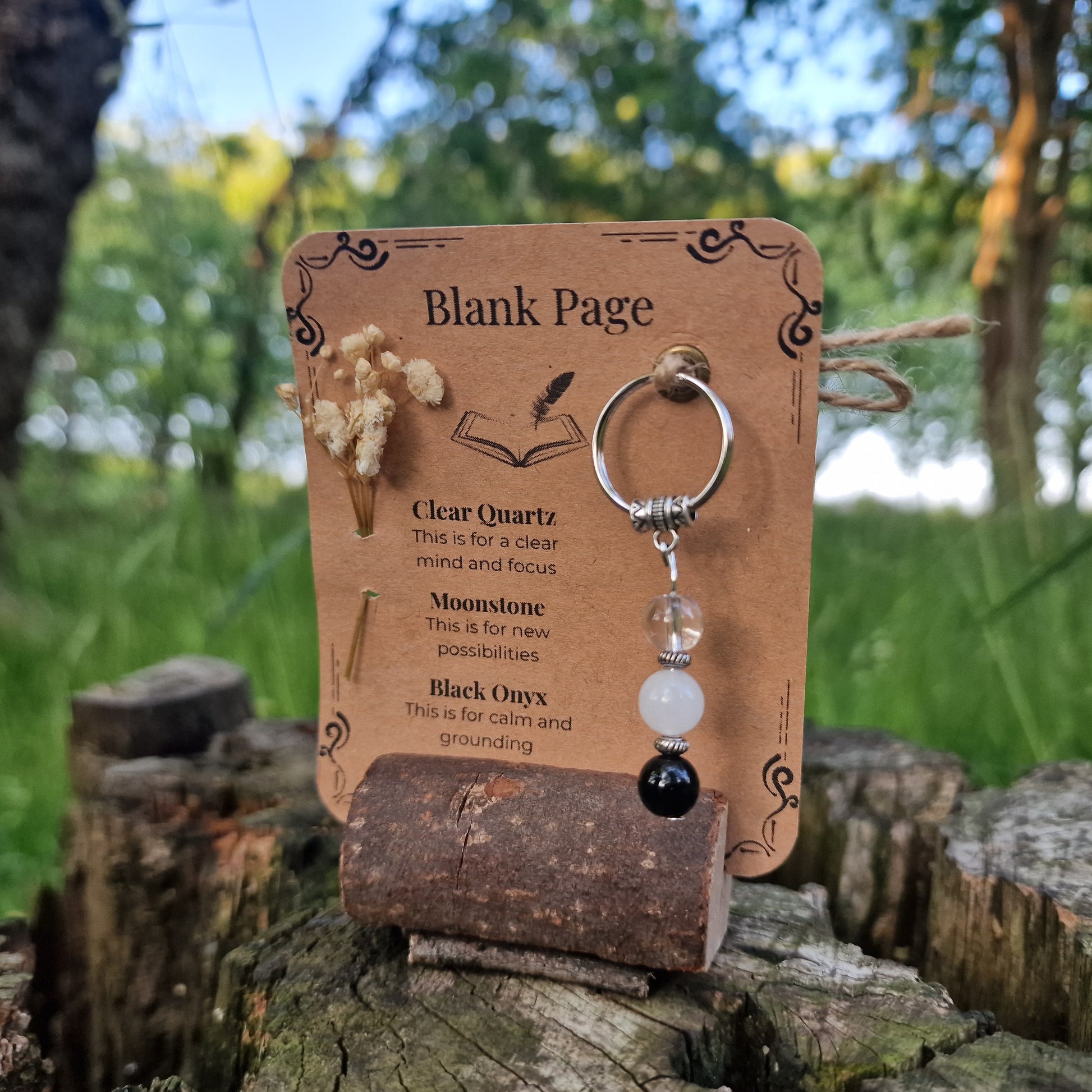 Blank Page Crystal Keyring Handmade Gift for New Beginnings