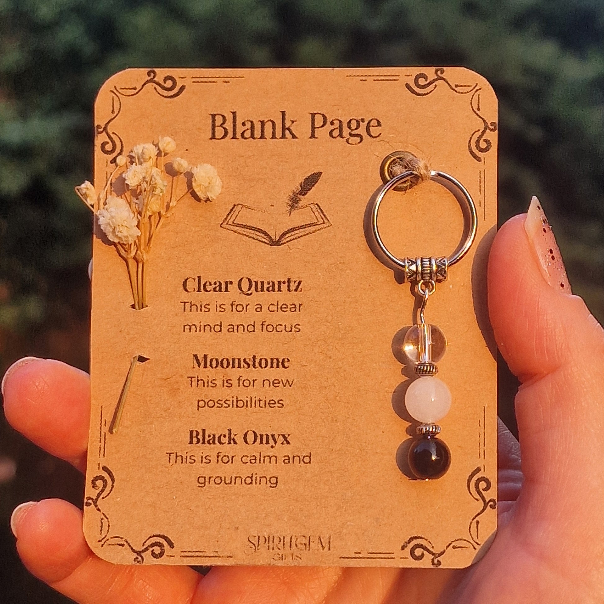 Blank Page Crystal Keyring Handmade Gift for New Beginnings