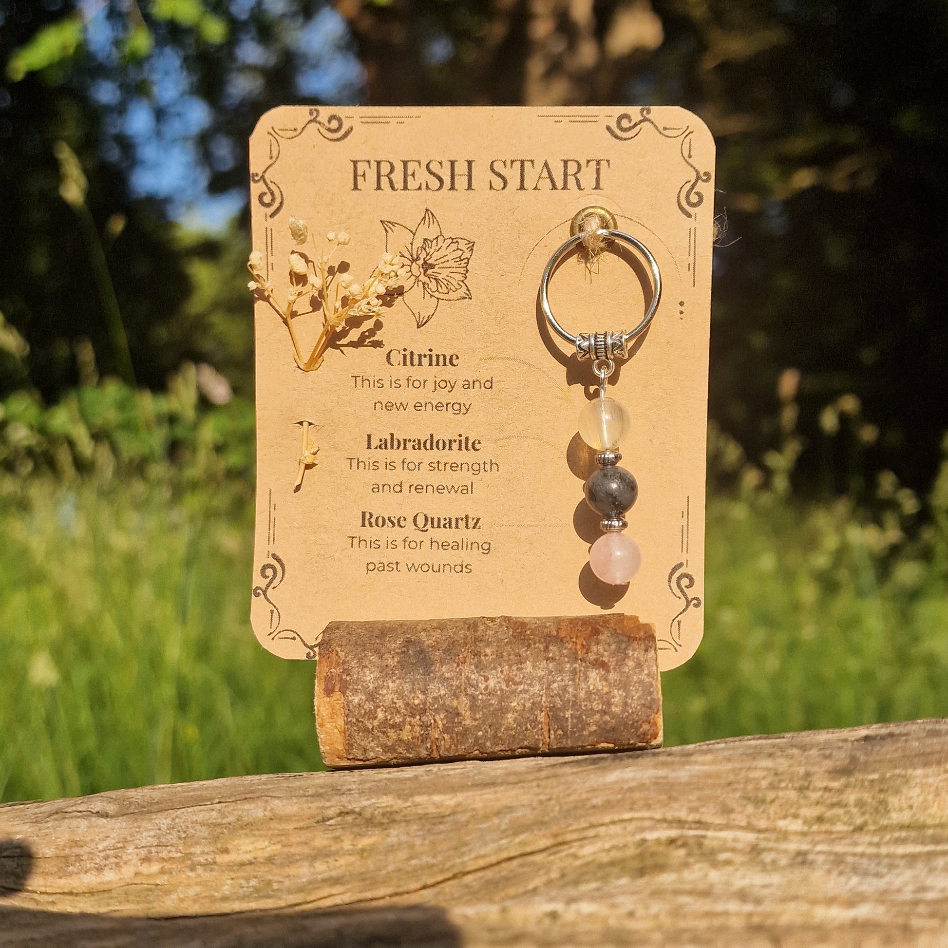 Fresh Start Crystal Keyring Handmade Gift for New Opportunities