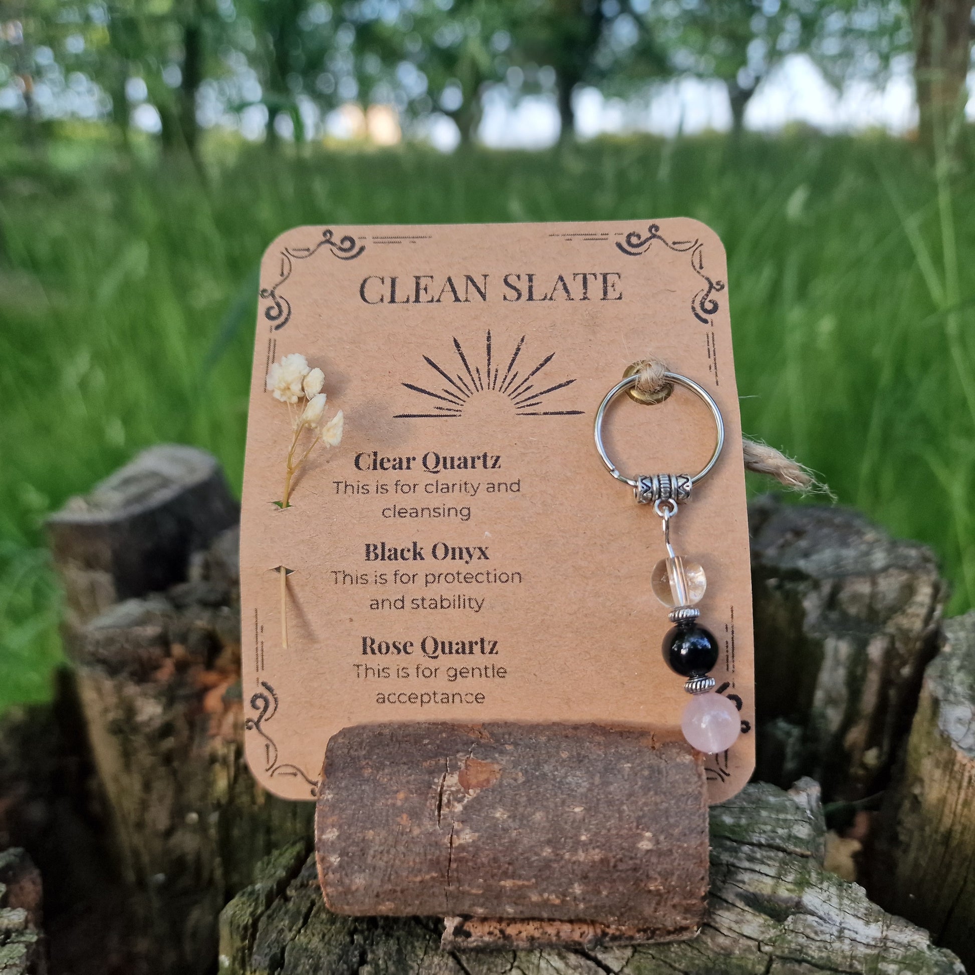 Clean Slate Crystal Keyring Handmade Gift for Fresh Starts