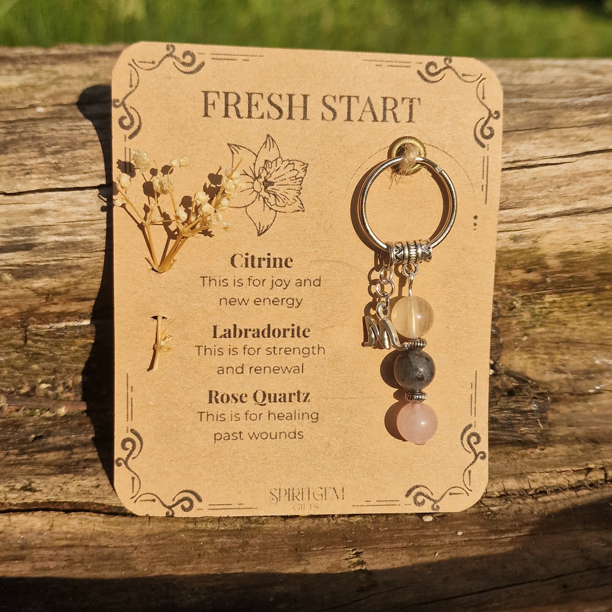 Fresh Start Crystal Keyring Handmade Gift for New Opportunities