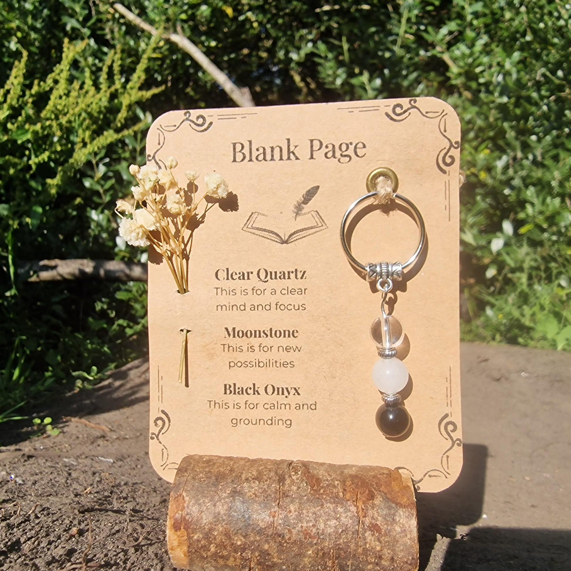 Blank Page Crystal Keyring Handmade Gift for New Beginnings