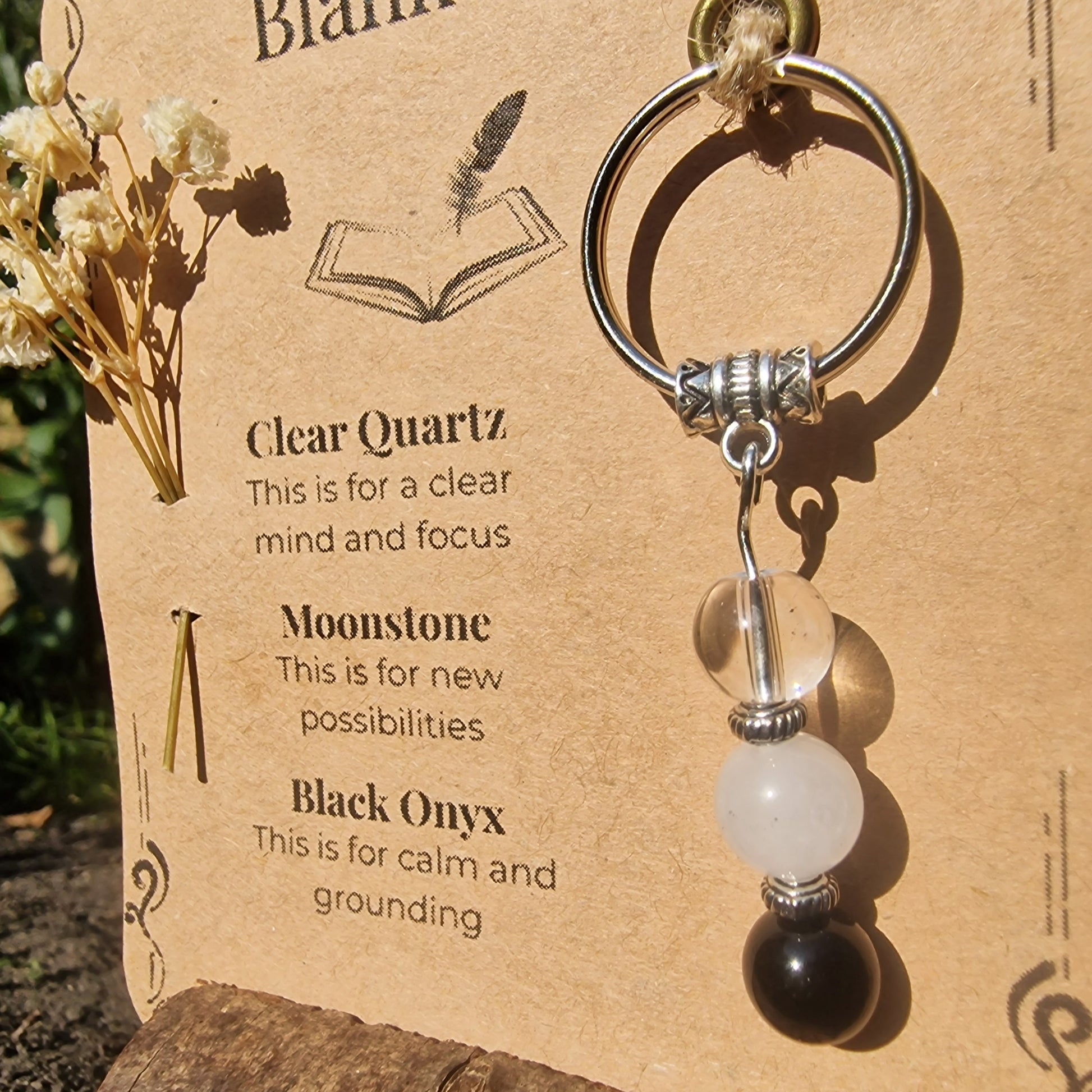 Blank Page Crystal Keyring Handmade Gift for New Beginnings