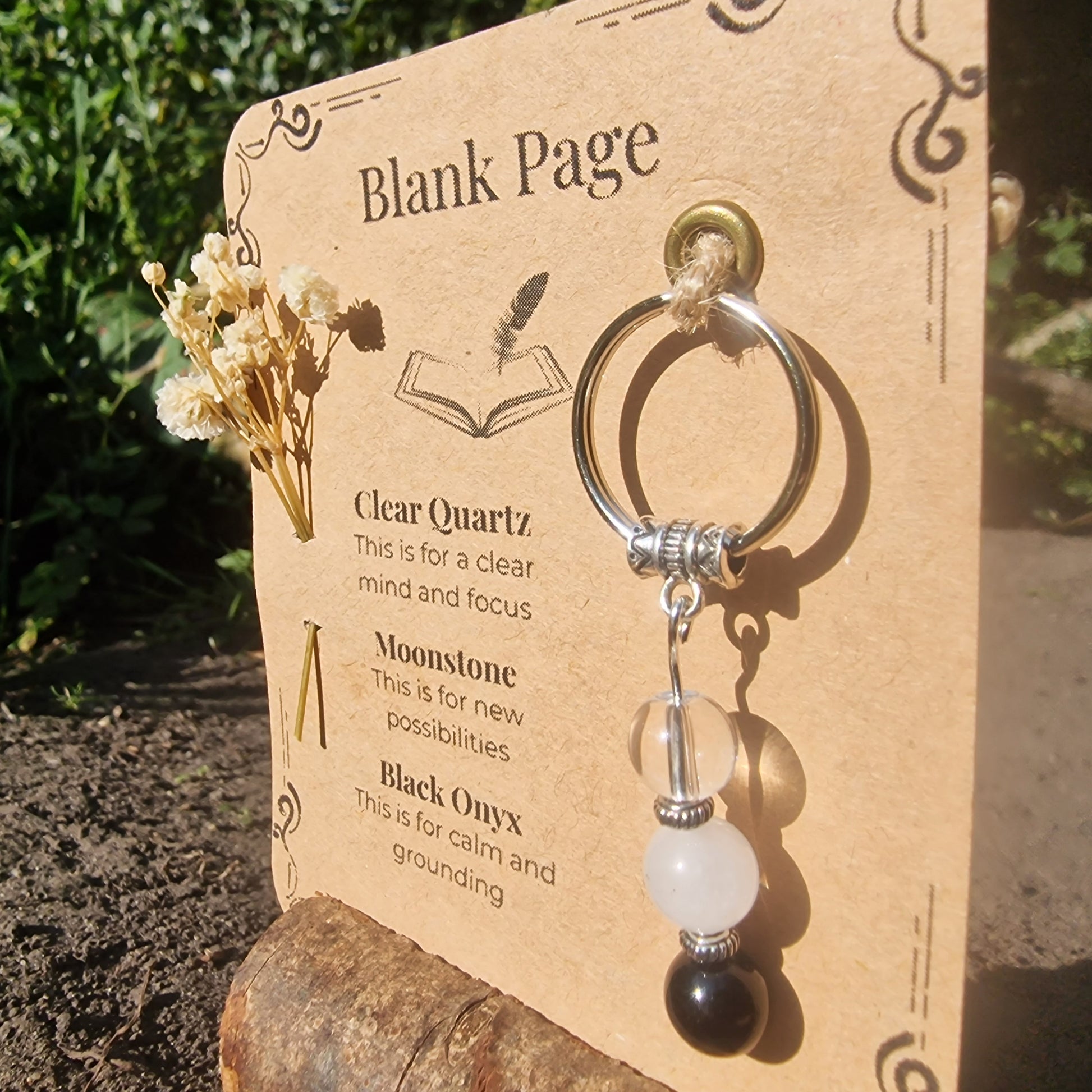Blank Page Crystal Keyring Handmade Gift for New Beginnings