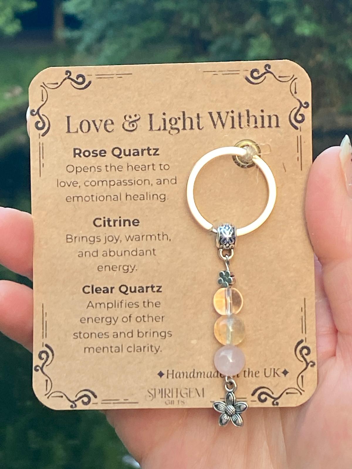 Love & Light Within Crystal Keyring – Gift Ready