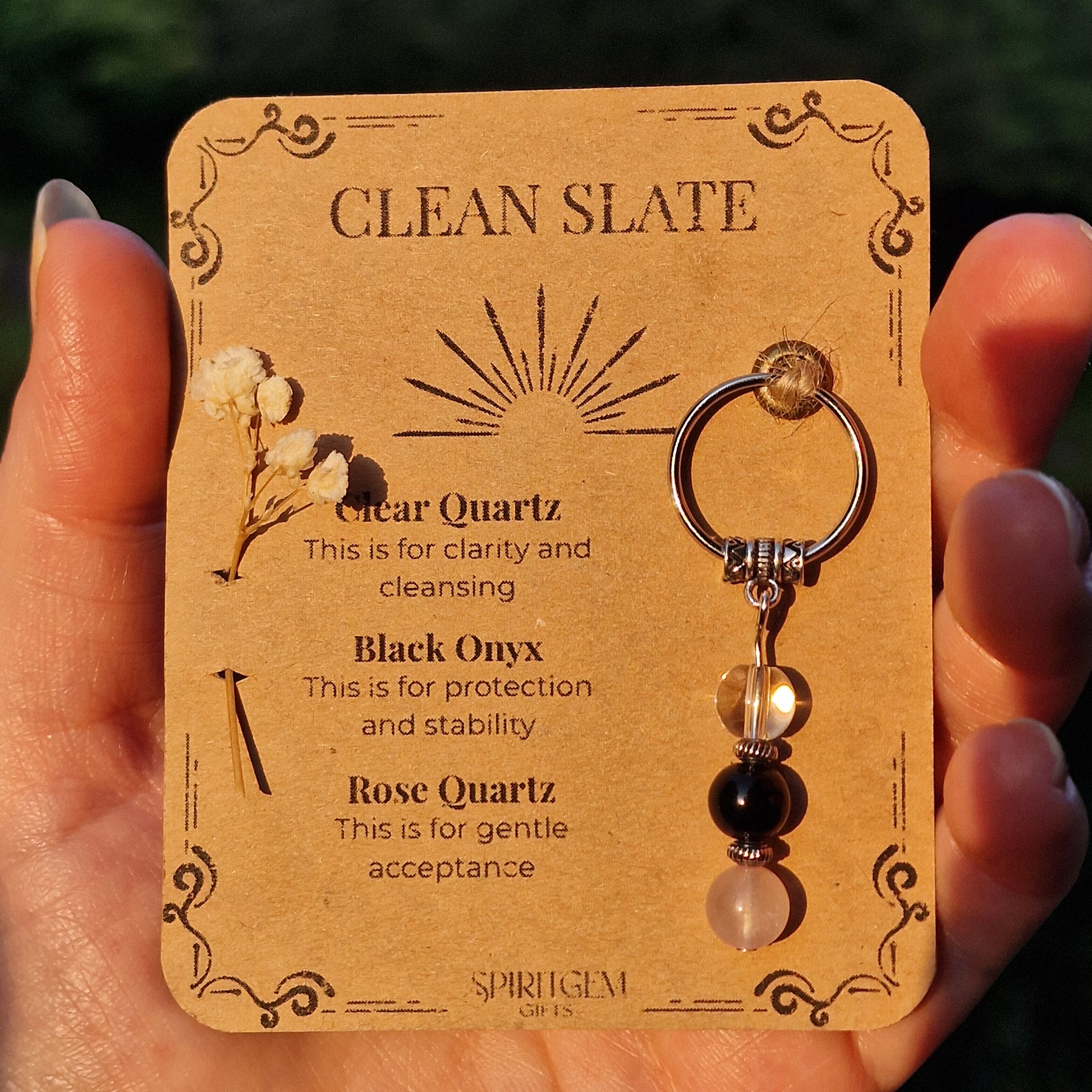 Clean Slate Crystal Keyring Handmade Gift for Fresh Starts