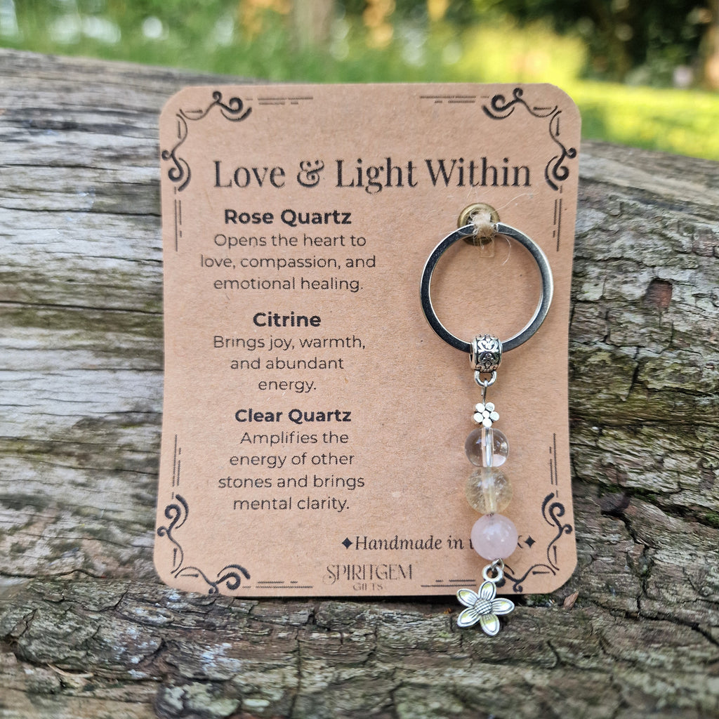 Love & Light Within Crystal Keyring – Gift Ready