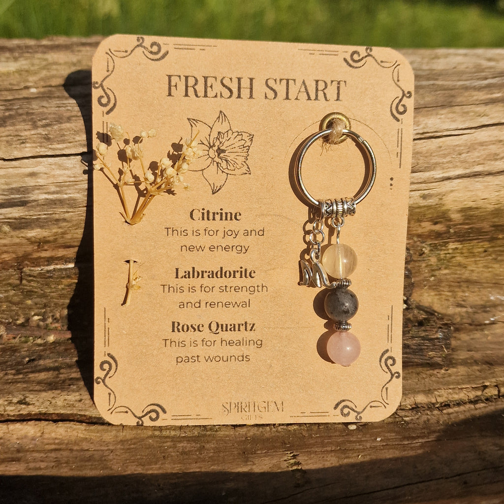 Fresh Start Crystal Keyring Handmade Gift for New Opportunities