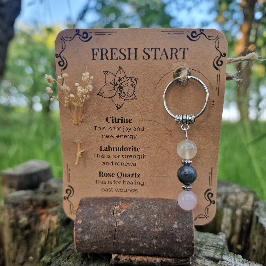 Fresh Start Crystal Keyring Handmade Gift for New Opportunities