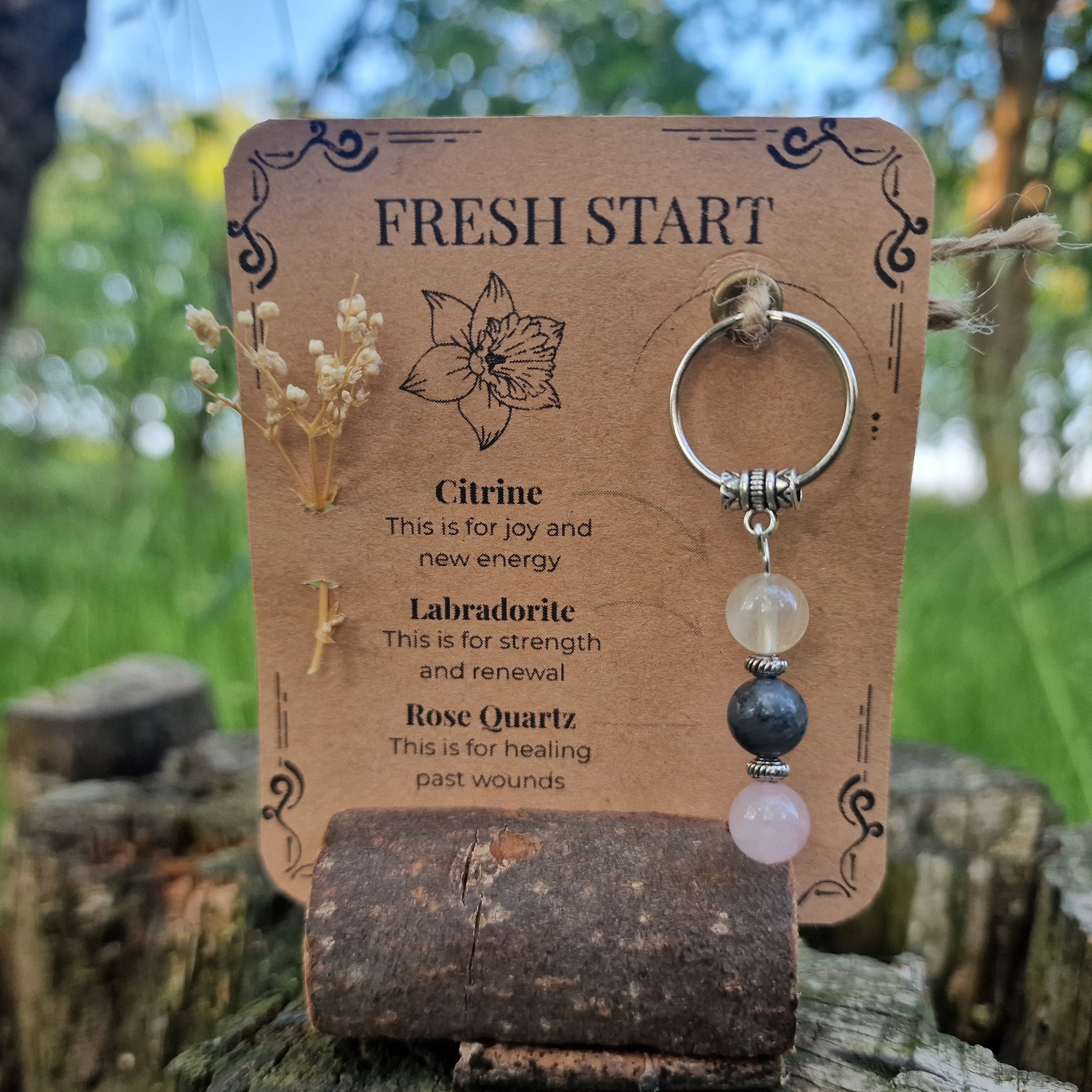 Fresh Start Crystal Keyring Handmade Gift for New Opportunities