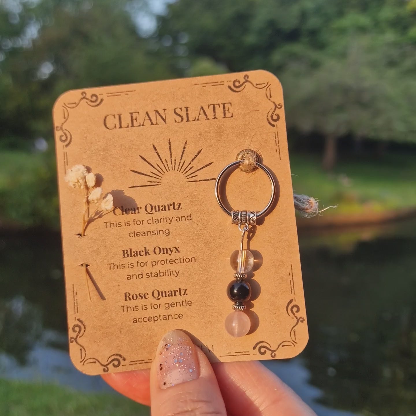 Clean Slate Crystal Keyring Handmade Gift for Fresh Starts